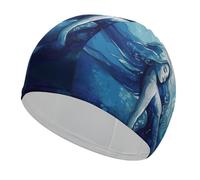 Blue Mermaid Swim Cap Unisex Adult Swimming Cap Non Slip Pool Hat Comfortable Durable Easy to Put On and Off Waterproof Swim Hat Keep Hair Dry