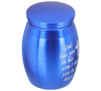 Blue Metal Cremation Urn for Animal Ashes, Handmade Keepsake Memorial | Hard Structure, Not Easy to Break, Simple Elegant Design, Pet Remembrance