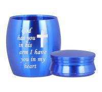 Blue Metal Cremation Urn for Loved Ones and Pets, Hard Structure Memorial Urn for Ashes Storage, Simple Elegant Design Suitable for Pet Memorials and Burial