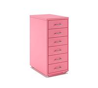 Blue Metal Filing Cabinet on Wheels with 6 Spacious Drawers for Colorful Office Storage and Organization, Modern Workspace Furniture, Stylish and Functional Solution