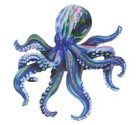 Blue Metal Octopus Wall Decor - Unique Hanging Ornament for Garden and Home - Eye-Catching Ocean-Themed Decoration for Fences and Walls