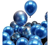 Blue Metallic Balloons 100 pcs, 10 inch Latex Balloons for Birthday Wedding Festival Party Decorations