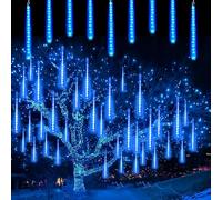Blue Meteor Shower Lights - 30cm, 10 Tubes, 240 LEDs, Snow Falling, Waterproof for Outdoor Christmas & Halloween Decorations