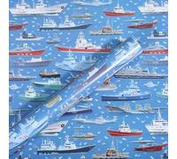 Blue Military Wrapping Paper,19.7 x 27.6 Inches Warships Design Gift Wrap Paper Present Packaging for Military Party, Birthday, Veterans Day, Holiday, 4 Folded Sheets