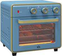Blue Mini Convection Oven Countertop Toast Bake Air Fry Thermostat 1400 W 20 L