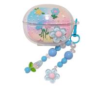 Blue Mini Flower Pattern Accessories Headphone Earphone Protective Cover Case for Lenovo Thinkplus LP5 Pro with Pendant