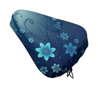Blue Mini Flower Swirl Bike Seat Cover Water-Repellent Exercise Bike Seat Cushion Bicycle Saddle Cover with Drawstring Rain Snow Dust Covers for City Mountain Road Biking