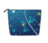 Blue Mini Flower Swirl Cosmetic Bag - Single Layer Large Capacity Travel Organizer, Daily Organizer with Zipper
