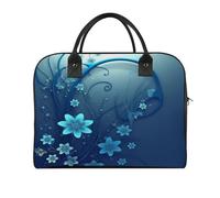 Blue Mini Flower Swirl Laptop Tote Bag Casual Travel Handbag Multi Pocket Shoulder Bags for Work Travel