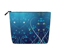 Blue Mini Flower Swirl Patterned Women's Cosmetic Bag, Single Layer Toiletry Bag, Suitable for Daily Storage, Travel, and Business Trips.