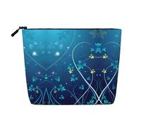 Blue Mini Flower Swirl Print Makeup Bag for Women,Portable Cosmetic Bag Toiletry Bag, Capacious Travel Makeup Organizer