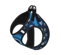 Blue Mini Flower Swirl Print Pet Vest Harnesses Leash Set Reflective Puppy Vest Dogs Walking Training Dog Harness