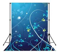 Blue Mini Flower Swirl Print Photo Studio Background 5x7ft Soft Photo Backdrop Curtain For Studio Content Creator Equipment