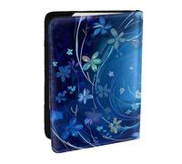 Blue Mini Flower Swirl Printed Passport Holder - 6.5 x 4.5 Inch RFID Blocking Travel Wallet,Stylish Passport Cover,Lightweight Document Organizer for Cards