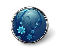 Blue Mini Flower Swirl Round Badge Personalized Metal Lapel Pin Badges Fit Clothing Bags Hat Humorous Printed Brooch Badge Party Decorations Accessories for Men Women