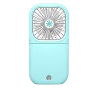(Blue) Mini Portable Hanging Neck Fan Folding USB Small Fan Silent Charging Treasure Cooling Fan Battery Hand Held Desk Air Cooler
