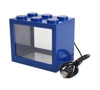 (Blue) Mini USB LED Light Clear Fish Tank Mini Aquarium Bo* Bettas Office Desktop Decor