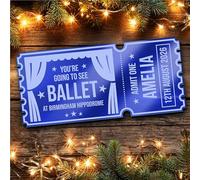 Blue Mirror Acrylic Ticket Any Ballet Theatre Show Personalised Any Text Voucher | Custom Surprise Reveal Voucher Ticket | Announcement Greeting Card | Note Card