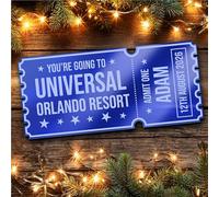 Blue Mirror Acrylic Ticket Any Resort Theme Park Break Trip Personalised Any Text Voucher | Custom Surprise Reveal Voucher Ticket | Announcement Greeting Card | Note Card