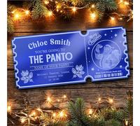 Blue Mirror Acrylic Ticket Any Show Theatre Panto Santa Christmas Personalised Any Text Voucher | Custom Surprise Reveal Voucher Ticket | Announcement Greeting Card | Note Card