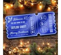 Blue Mirror Acrylic Ticket Christmas Any Concert Personalised Any Text Voucher | Custom Surprise Reveal Voucher Ticket | Announcement Greeting Card | Note Card