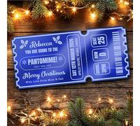 Blue Mirror Acrylic Ticket Christmas Any Show Panto Theatre Musical Personalised Any Text Voucher | Custom Surprise Reveal Voucher Ticket | Announcement Greeting Card | Note Card