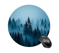 Blue Mist Forest Round Gaming Mouse Pad Non-Slip Rubber Base Mousepad Travel Office Mousepads for Desk Funny Waterproof Computer Mouse Mat Cute Laptop Mouspad 7.8x7.8 Inch