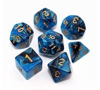 Blue Mix Black Dice DND Polyhedral Dice Set for Dungeon and Dragons D&D RPG Role Playing Games 7-Die Set