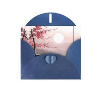 Blue MJHKXLJ Bamboo and Cherry blossoms Tree Zen Prints Pearlized Greeting Card - Envelope Included - Perfect for Christmas, Birthdays, Valentines, Weddings, and More
