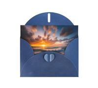 Blue MJHKXLJ Beach Maui Hawaii Sunset Sea Waves Clouds Prints Pearlized Greeting Card - Envelope Included - Perfect for Christmas, Birthdays, Valentines, Weddings, and More