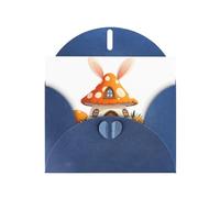 Blue MJHKXLJ Beautiful rabbit ears mushroom house Prints Pearlized Greeting Card - Envelope Included - Perfect for Christmas, Birthdays, Valentines, Weddings, and More