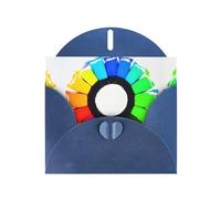 Blue MJHKXLJ Colored crayon circles Prints Pearlized Greeting Card - Envelope Included - Perfect for Christmas, Birthdays, Valentines, Weddings, and More