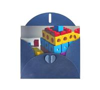 Blue MJHKXLJ Colorful Building Blocks Prints Pearlized Greeting Card - Envelope Included - Perfect for Christmas, Birthdays, Valentines, Weddings, and More