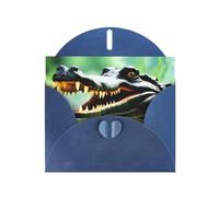 Blue MJHKXLJ crocodile open mouth Prints Pearlized Greeting Card - Envelope Included - Perfect for Christmas, Birthdays, Valentines, Weddings, and More