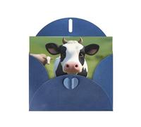 Blue MJHKXLJ Cute little cow Prints Pearlized Greeting Card - Envelope Included - Perfect for Christmas, Birthdays, Valentines, Weddings, and More