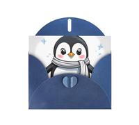 Blue MJHKXLJ Cute Penguin Prints Pearlized Greeting Card - Envelope Included - Perfect for Christmas, Birthdays, Valentines, Weddings, and More
