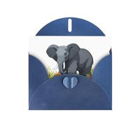 Blue MJHKXLJ Elephant entering the ocean Prints Pearlized Greeting Card - Envelope Included - Perfect for Christmas, Birthdays, Valentines, Weddings, and More