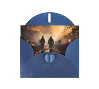 Blue MJHKXLJ Firefighters fighting fires Prints Pearlized Greeting Card - Envelope Included - Perfect for Christmas, Birthdays, Valentines, Weddings, and More