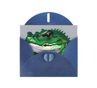 Blue MJHKXLJ Gator Lurking Green Prints Pearlized Greeting Card - Envelope Included - Perfect for Christmas, Birthdays, Valentines, Weddings, and More