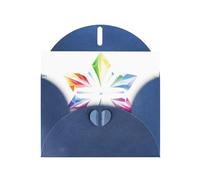 Blue MJHKXLJ Hollow rainbow diamond stars Prints Pearlized Greeting Card - Envelope Included - Perfect for Christmas, Birthdays, Valentines, Weddings, and More