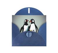 Blue MJHKXLJ I Love Penguins Prints Pearlized Greeting Card - Envelope Included - Perfect for Christmas, Birthdays, Valentines, Weddings, and More
