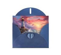 Blue MJHKXLJ lighthouse diamond painting Prints Pearlized Greeting Card - Envelope Included - Perfect for Christmas, Birthdays, Valentines, Weddings, and More