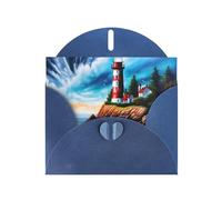 Blue MJHKXLJ Lighthouse Diamond Painting Prints Pearlized Greeting Card - Envelope Included - Perfect for Christmas, Birthdays, Valentines, Weddings, and More
