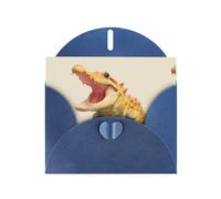 Blue MJHKXLJ Little crocodile with open mouth Prints Pearlized Greeting Card - Envelope Included - Perfect for Christmas, Birthdays, Valentines, Weddings, and More