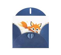 Blue MJHKXLJ Little fox flying in the starry sky Prints Pearlized Greeting Card - Envelope Included - Perfect for Christmas, Birthdays, Valentines, Weddings, and More