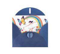 Blue MJHKXLJ Little girl dancing under the rainbow Prints Pearlized Greeting Card - Envelope Included - Perfect for Christmas, Birthdays, Valentines, Weddings, and More