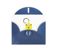 Blue MJHKXLJ Little monkey in banana clothes Prints Pearlized Greeting Card - Envelope Included - Perfect for Christmas, Birthdays, Valentines, Weddings, and More