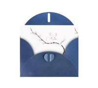 Blue MJHKXLJ Little mouse on magnolia branch Prints Pearlized Greeting Card - Envelope Included - Perfect for Christmas, Birthdays, Valentines, Weddings, and More