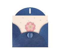 Blue MJHKXLJ Little pink cherry blossoms Prints Pearlized Greeting Card - Envelope Included - Perfect for Christmas, Birthdays, Valentines, Weddings, and More