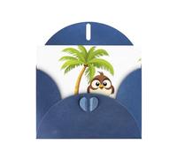 Blue MJHKXLJ Little sparrow on the coconut tree Prints Pearlized Greeting Card - Envelope Included - Perfect for Christmas, Birthdays, Valentines, Weddings, and More